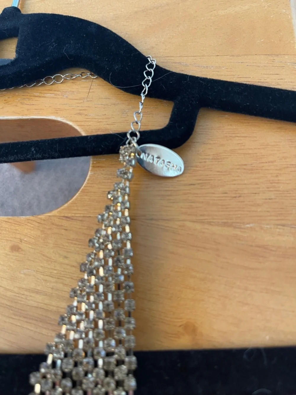 NATASHA Fringe Gold Cascading Rhinestone necklace - Picture 5 of 5